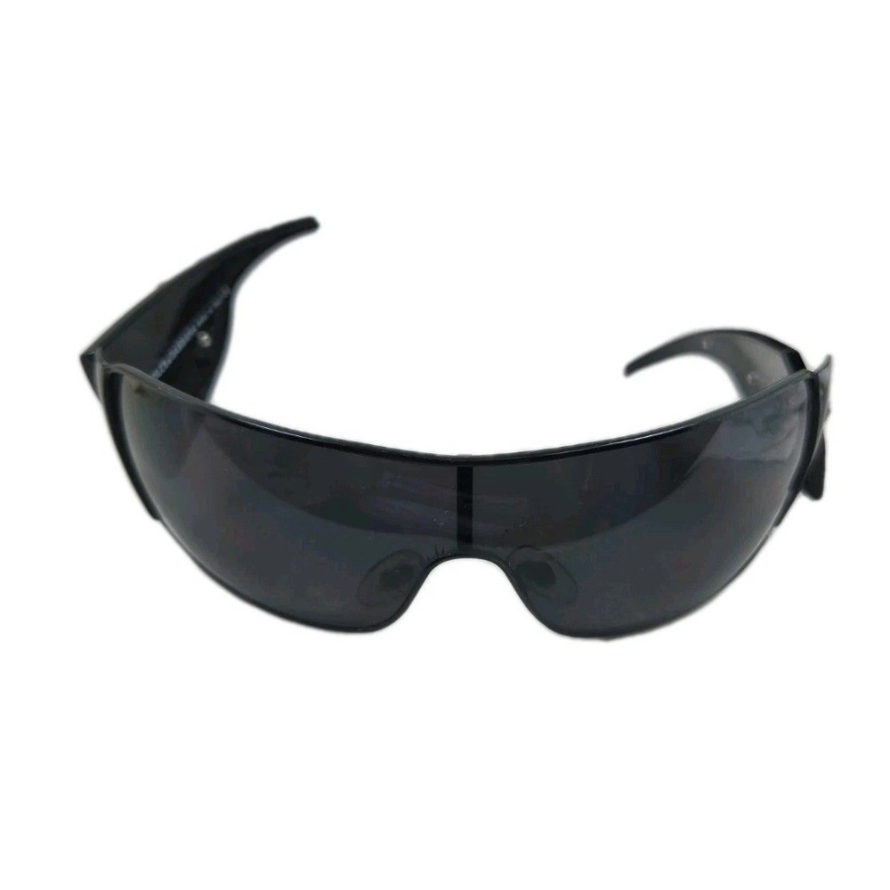 Dolce & Gabbana Shield Sunglasses Black Gold Logo Wrap Around Made in Italy